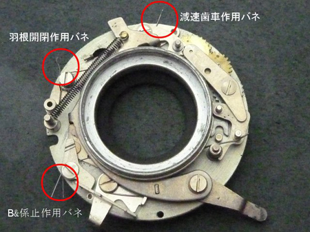 3ヶ所のバネ
